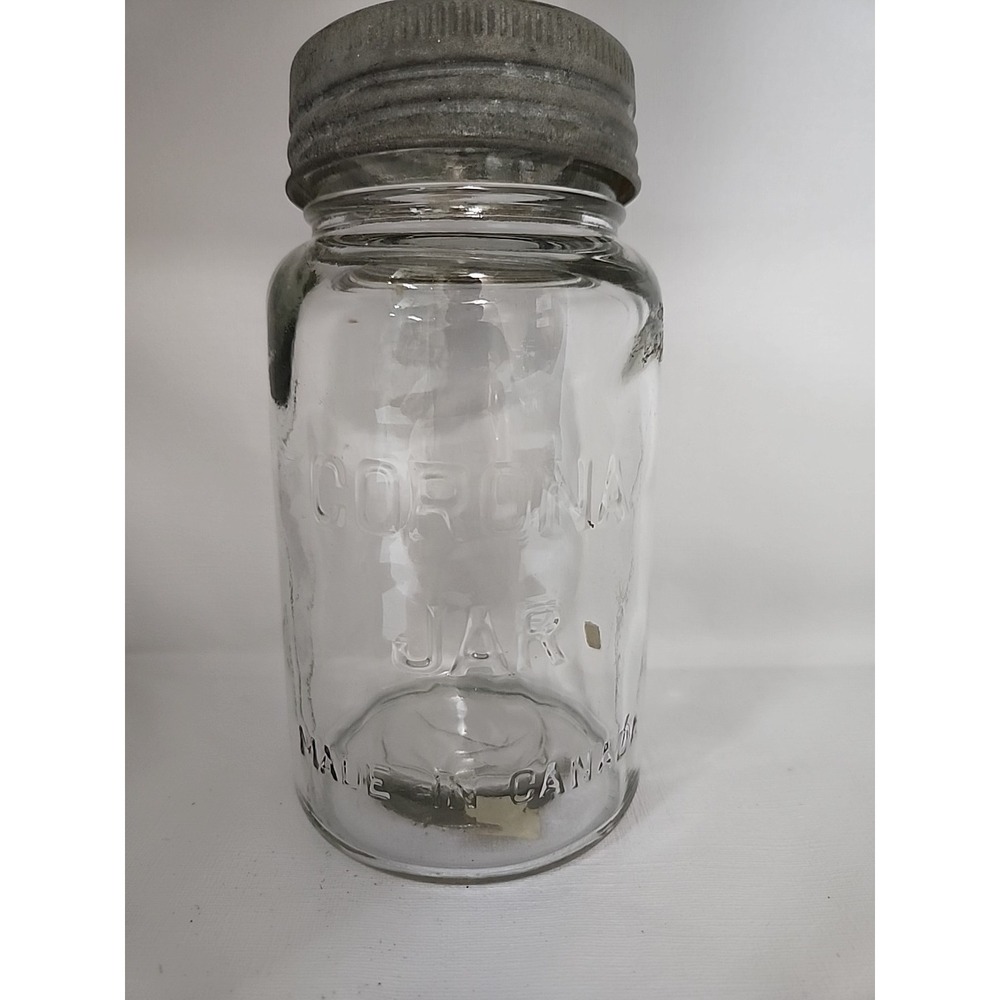 Vintage Corona Jar Made in Canada Clear Glass Antique Canning Jar with Zinc Lid